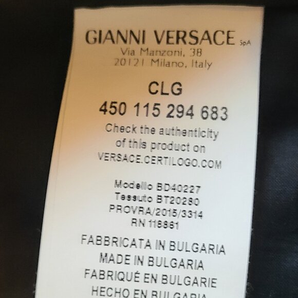 VINTAGE VERSUS VERSACE PLEATED HIGH RISE DRESS PANTS TAPERED LEG BLACK CREPE 46 - Picture 8 of 8